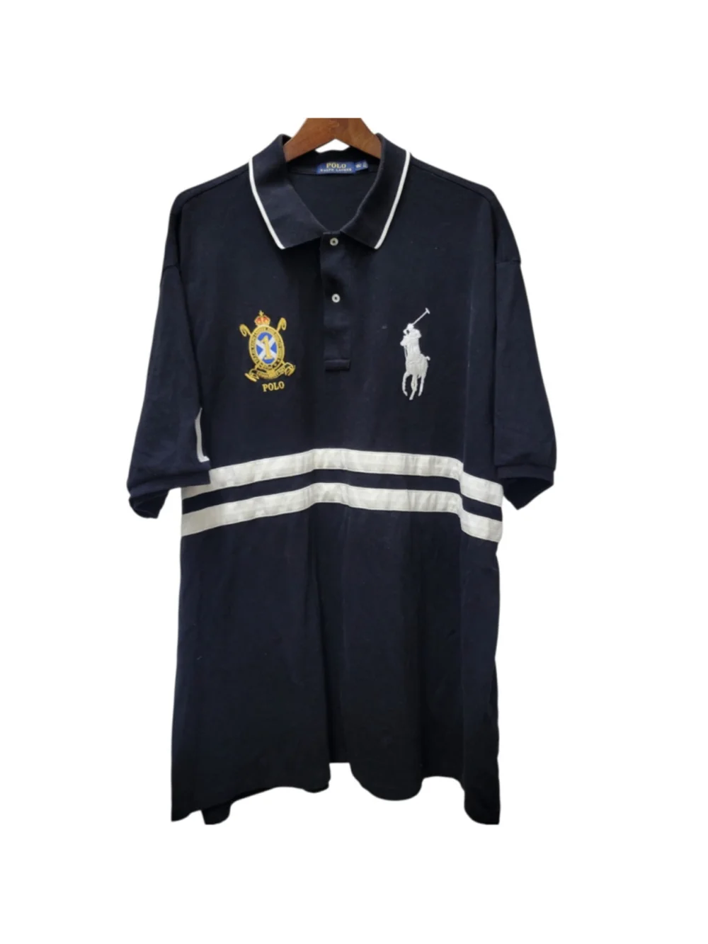 Polo Ralph Lauren Men's Vintage Big Pony Crest #1 Striped Faded Black Shirt 3XLT
